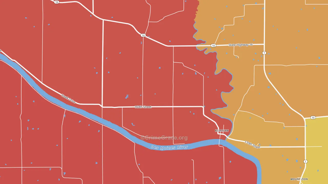 Kilbourn, IA Map of Murder Rates