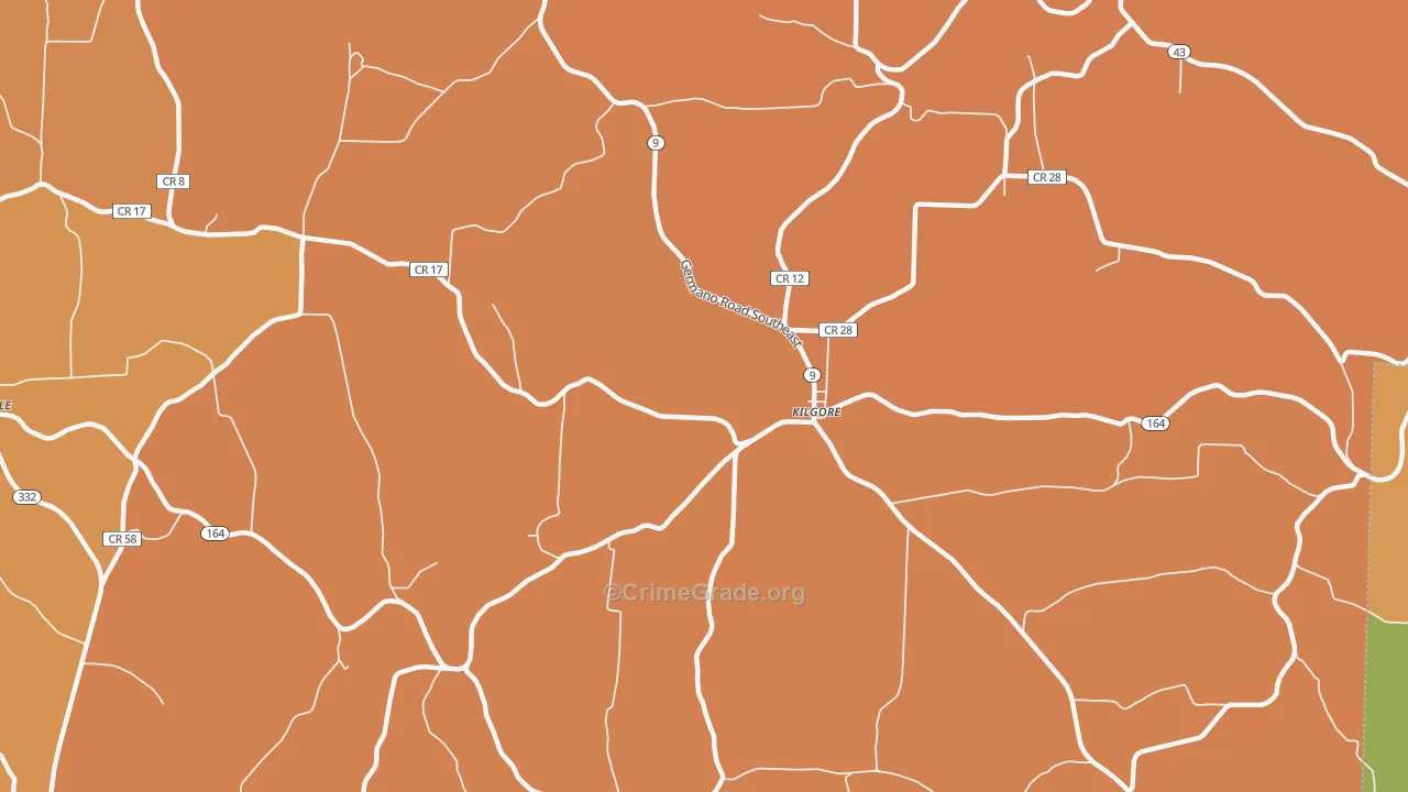 Kilgore, OH Map of Murder Rates