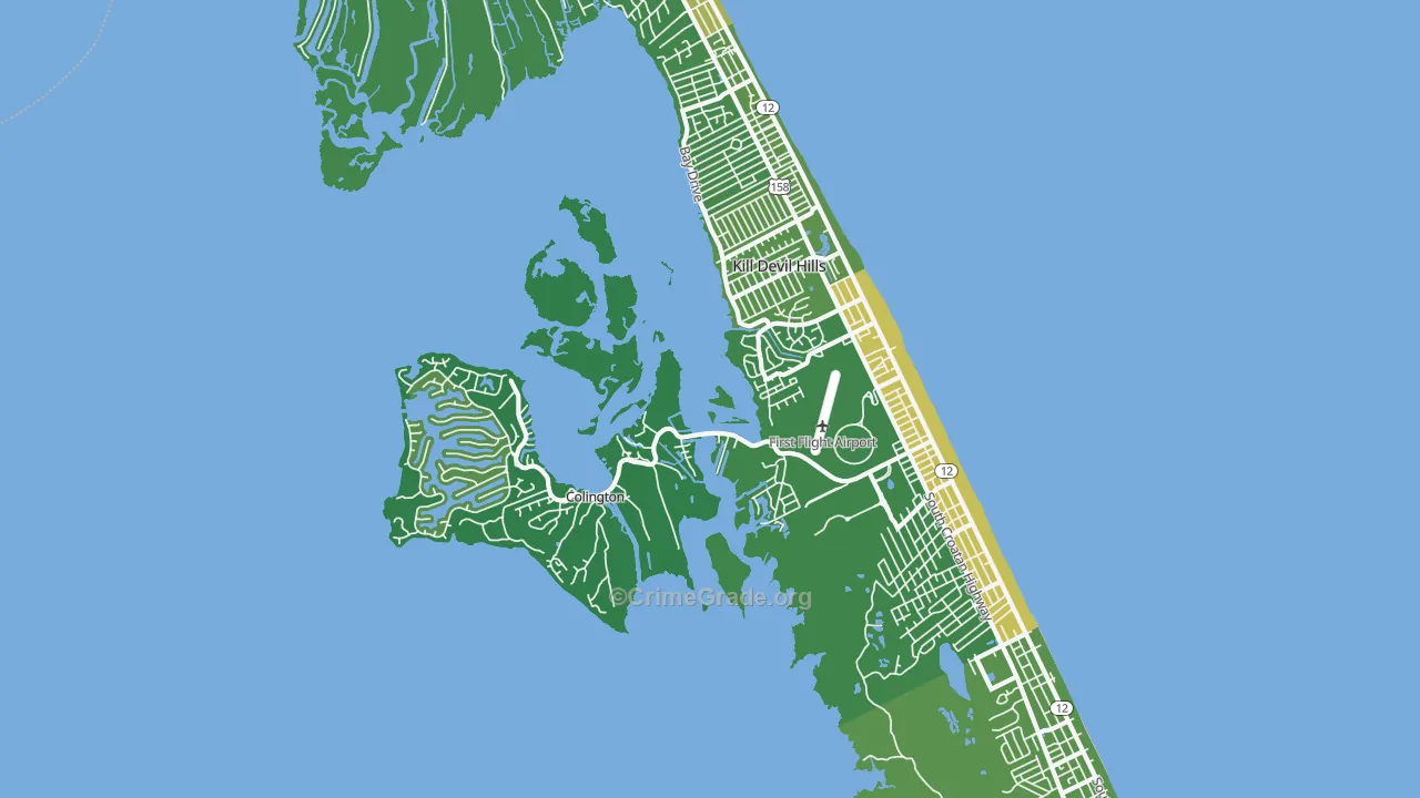 Kill Devil Hills, NC Map of Murder Rates