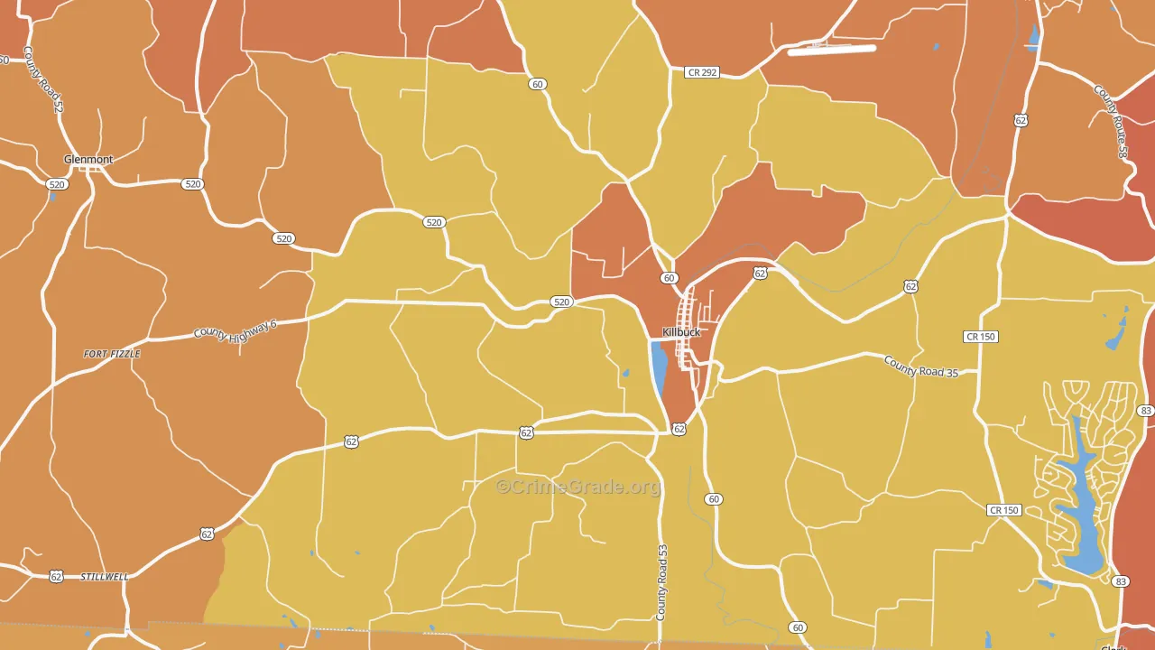 Killbuck, OH Map of Murder Rates