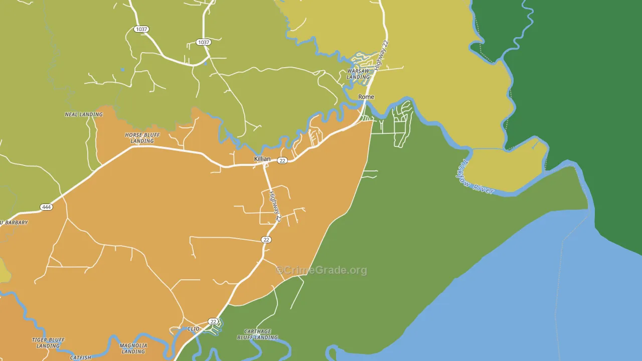 Killian, LA Map of Murder Rates