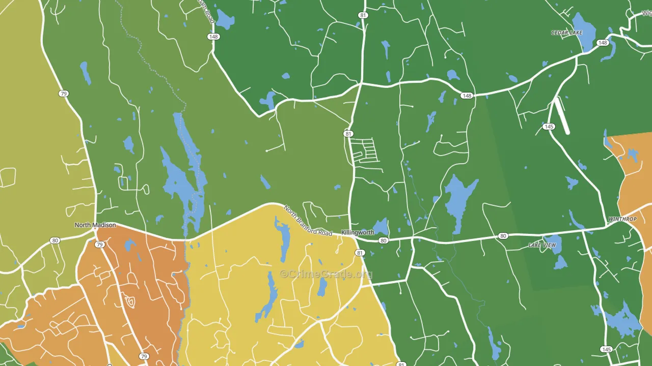 Killingworth, CT Map of Murder Rates