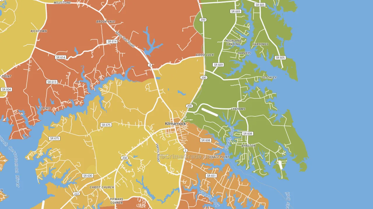 Kilmarnock, VA Map of Murder Rates