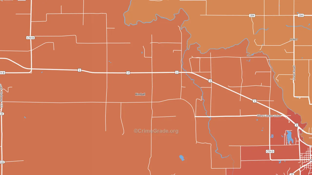 Kimball, WI Map of Murder Rates