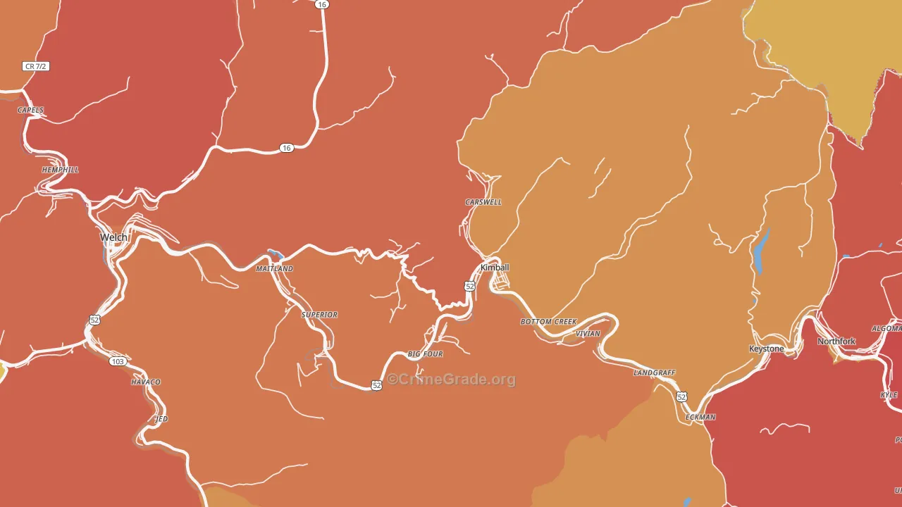 Kimball, WV Map of Murder Rates