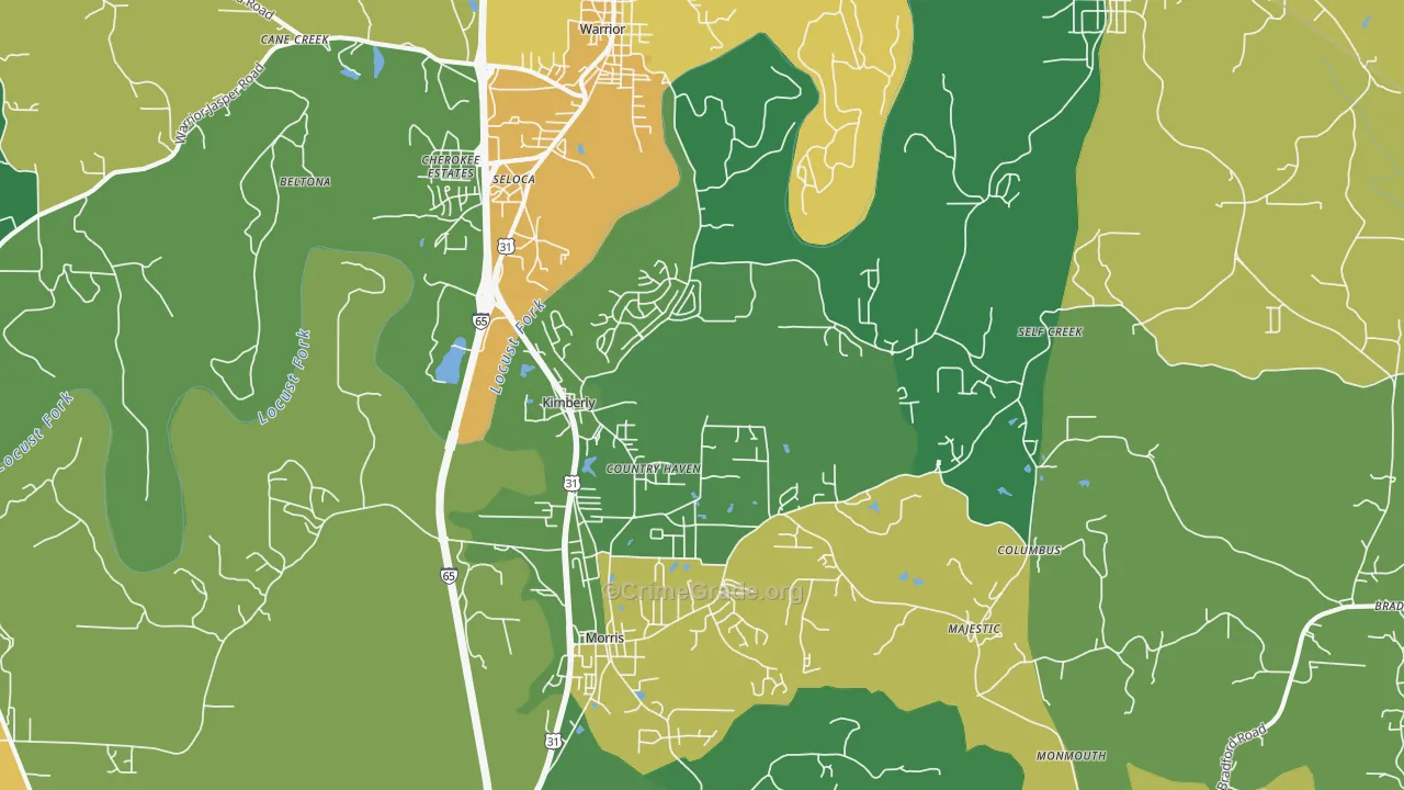 Kimberly, AL Map of Murder Rates