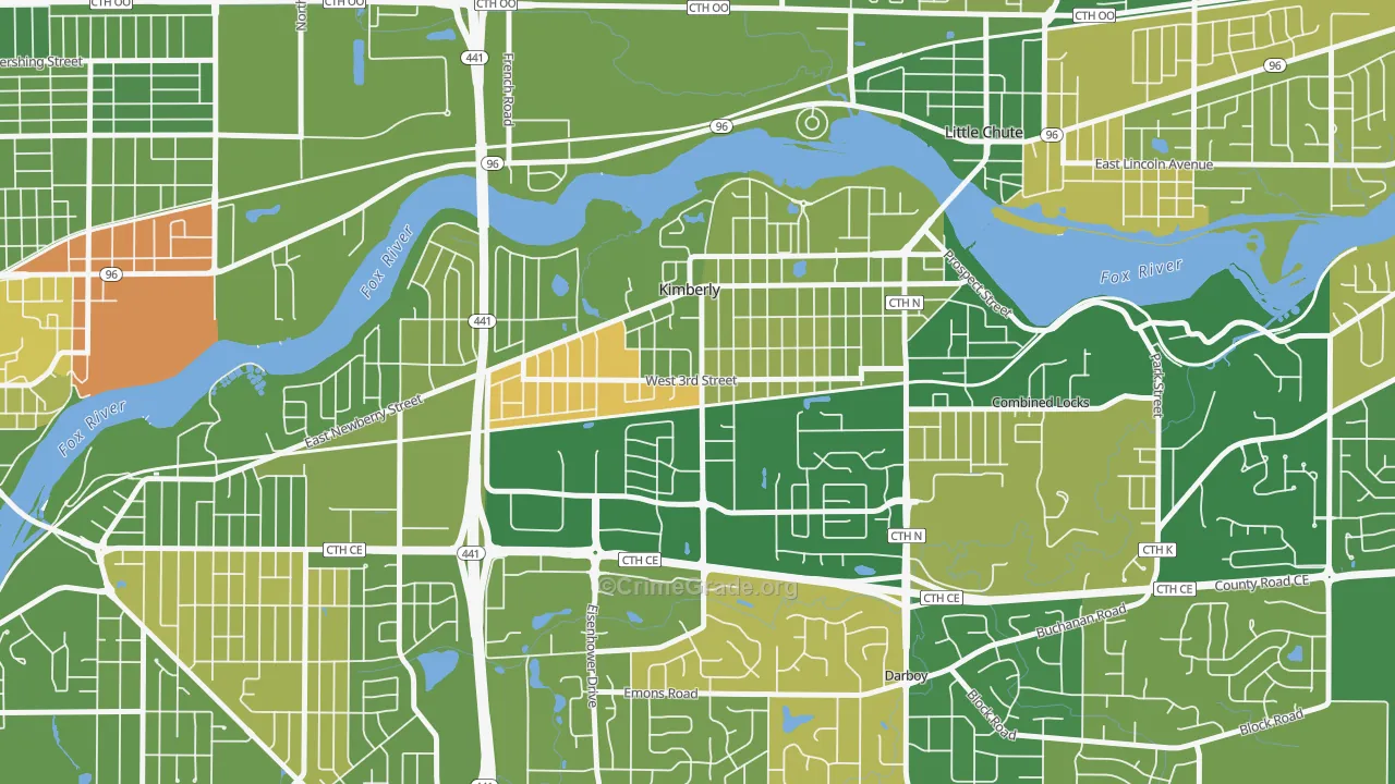 Kimberly, WI Map of Murder Rates