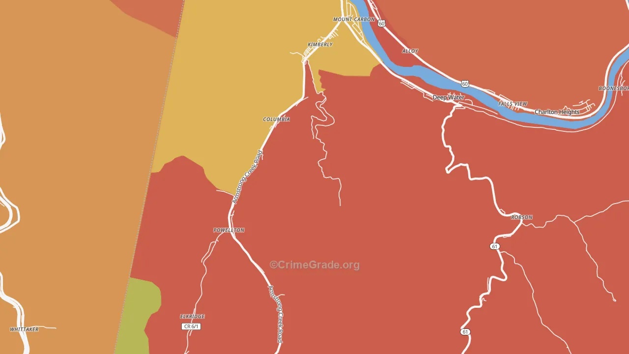 Kimberly, WV Map of Murder Rates