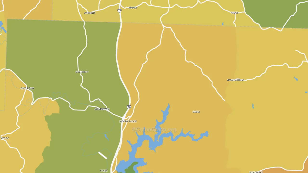 Kimbolton, OH Map of Murder Rates