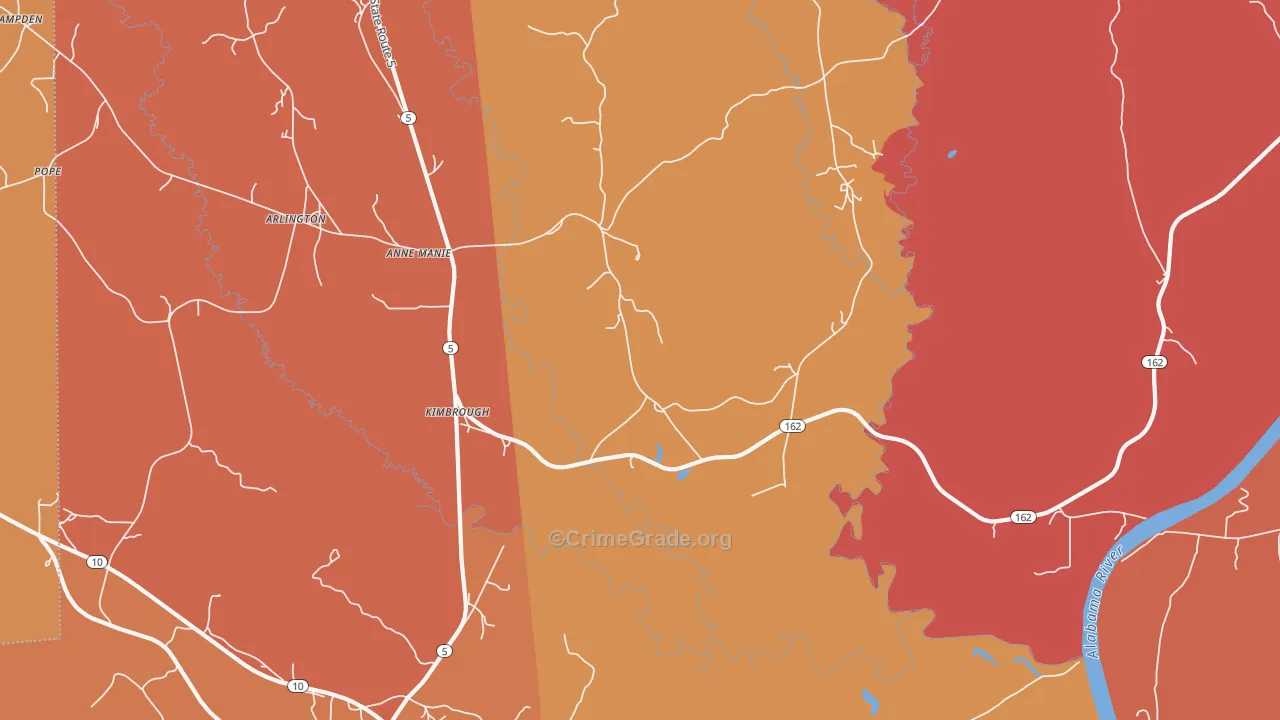 Kimbrough, AL Map of Murder Rates