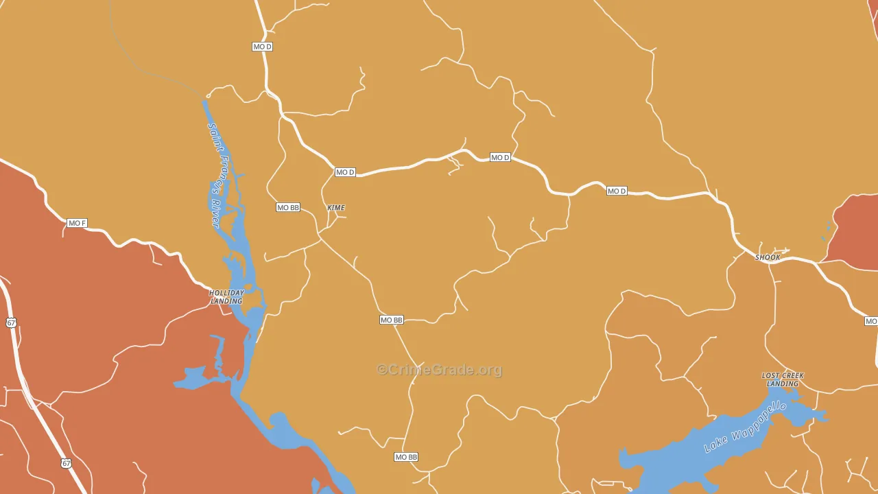 Kime, MO Map of Murder Rates