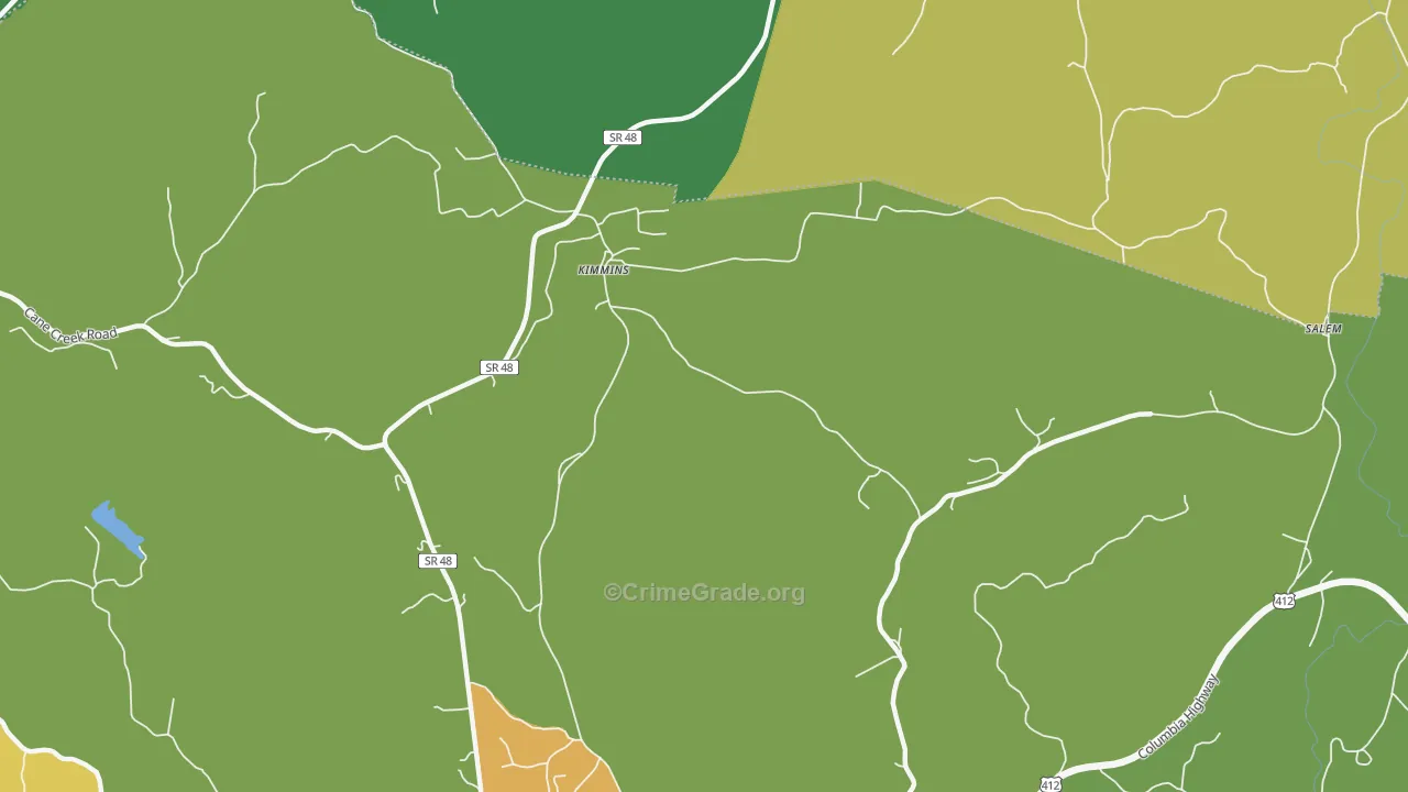 Kimmins, TN Map of Murder Rates