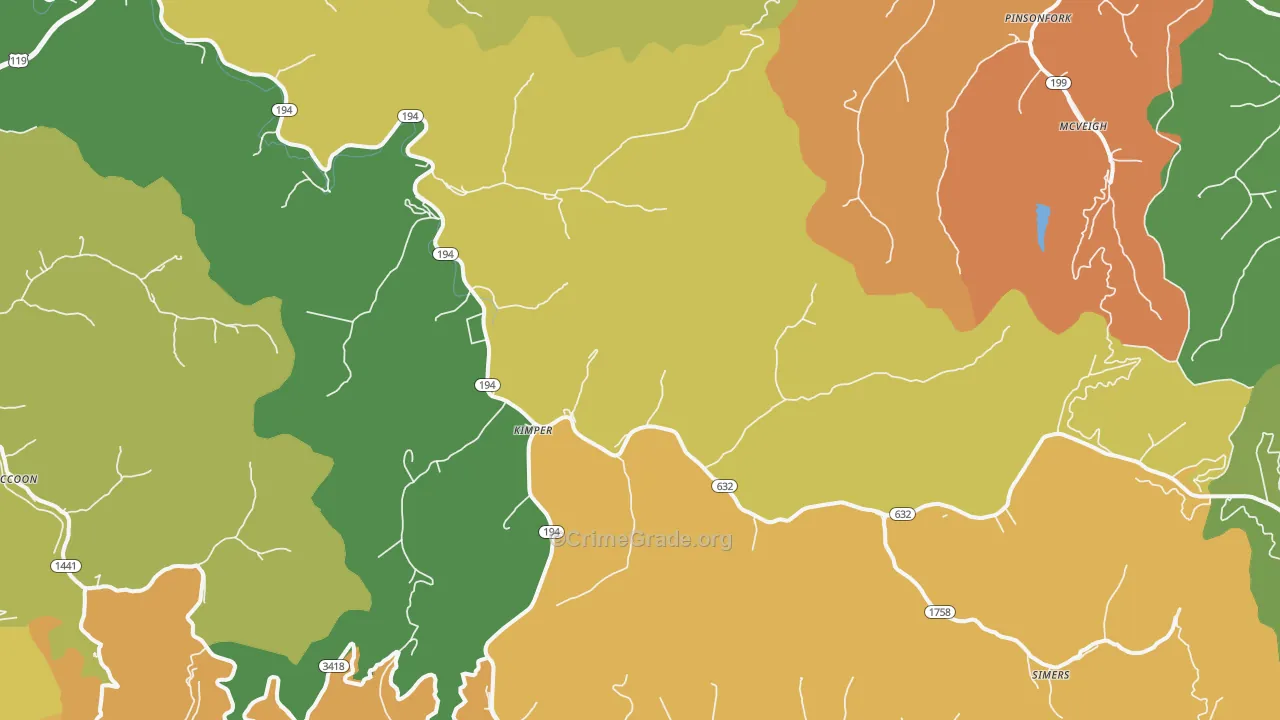 Kimper, KY Map of Murder Rates