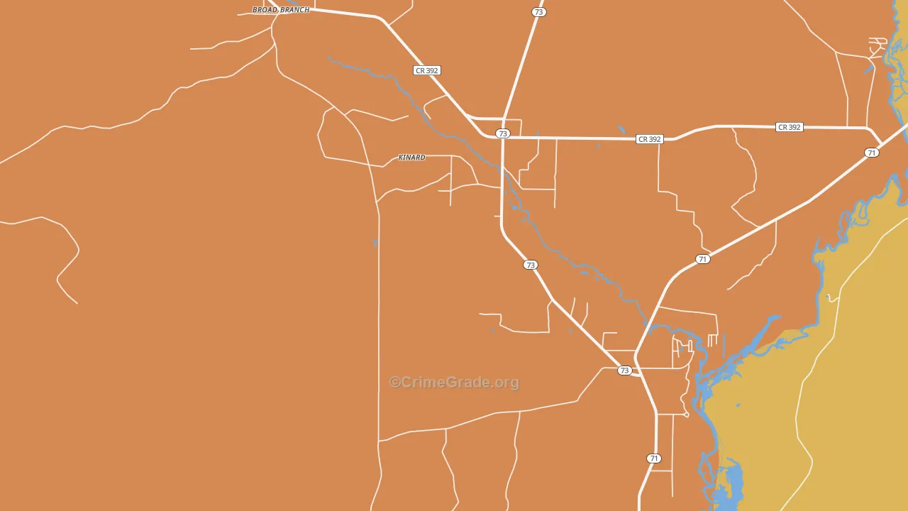 Kinard, FL Map of Murder Rates