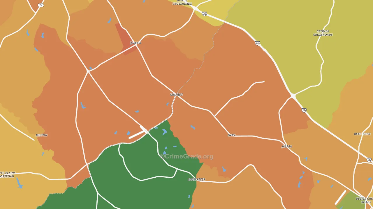Kinards, SC Map of Murder Rates