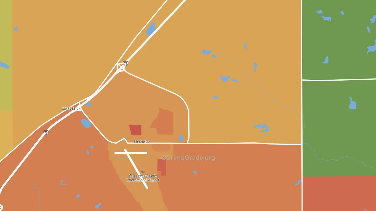 Kincheloe, MI Map of Murder Rates