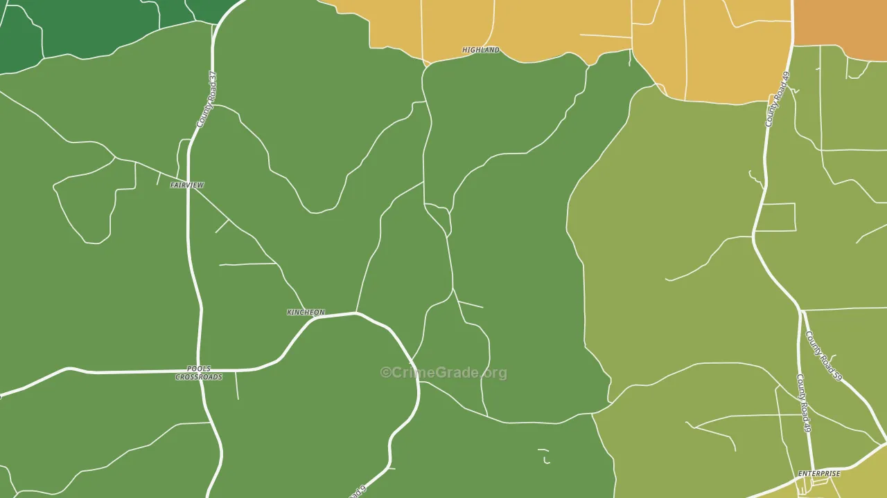 Kincheon, AL Map of Murder Rates