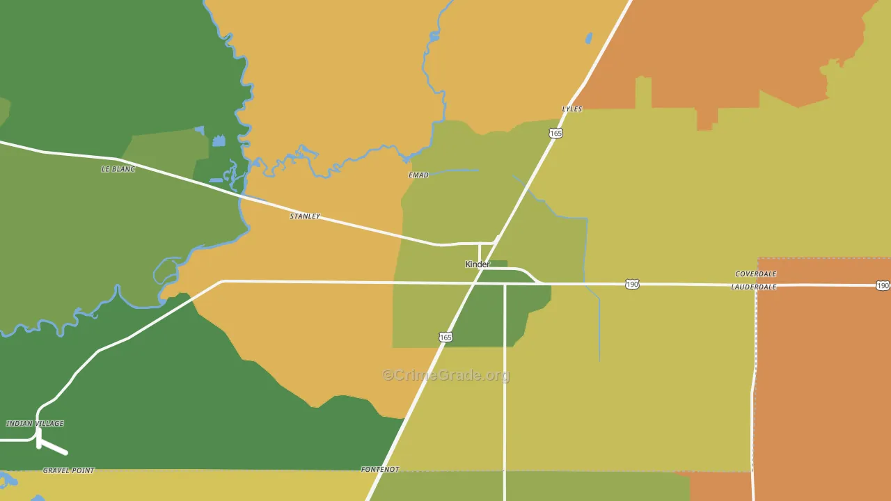 Kinder, LA Map of Murder Rates