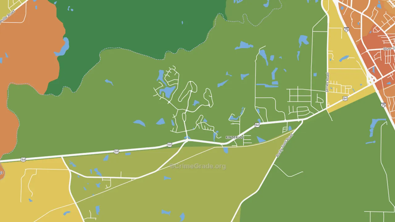 Kinderlou, GA Map of Murder Rates