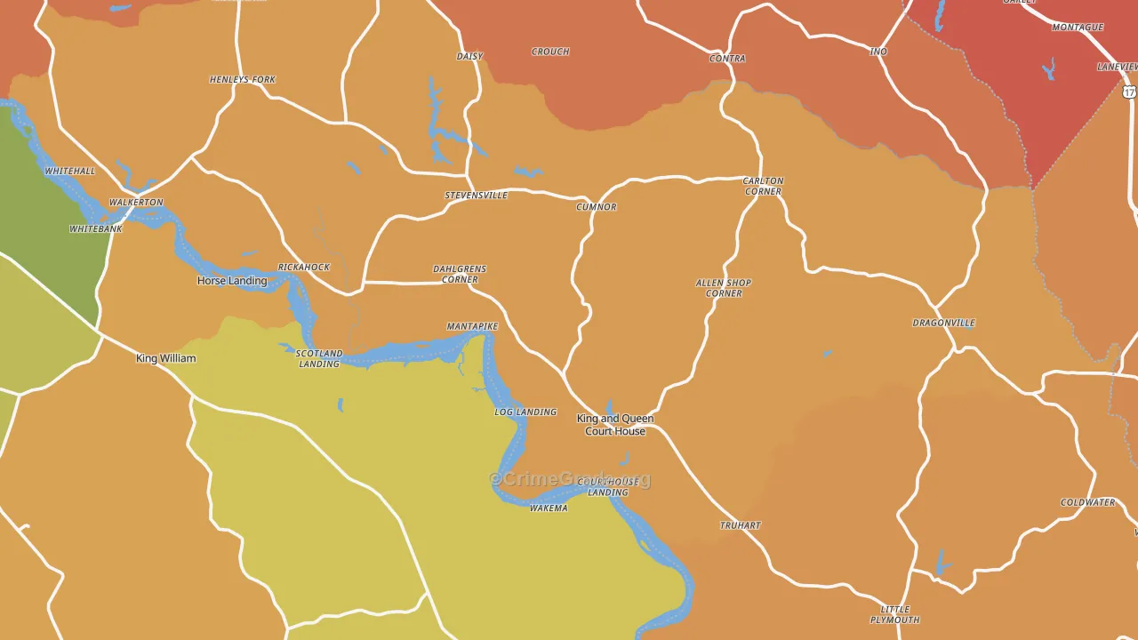King and Queen County, VA Map of Murder Rates