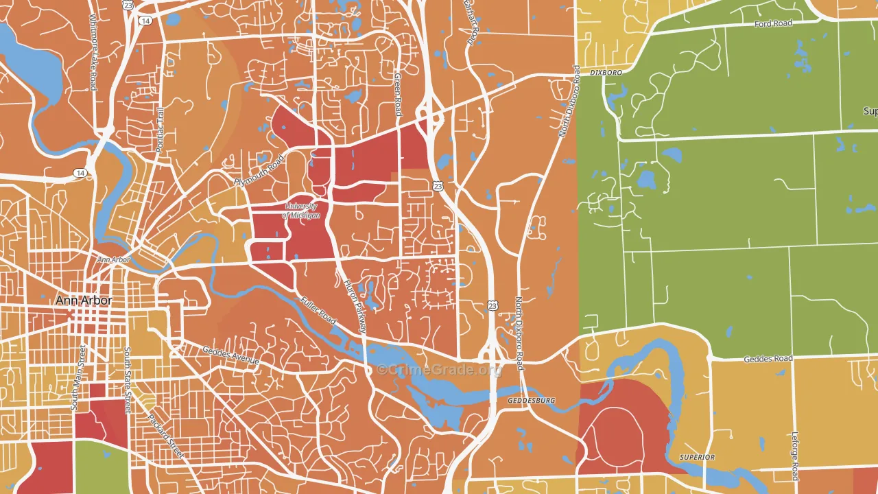 King, Ann Arbor, MI Map of Murder Rates