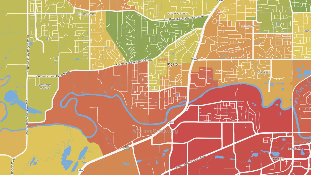 King City, OR Map of Murder Rates
