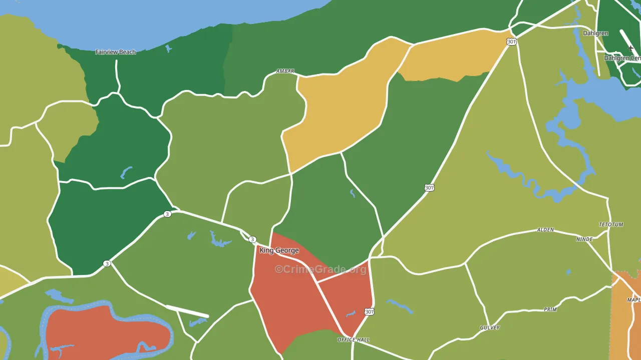 King George County, VA Map of Murder Rates