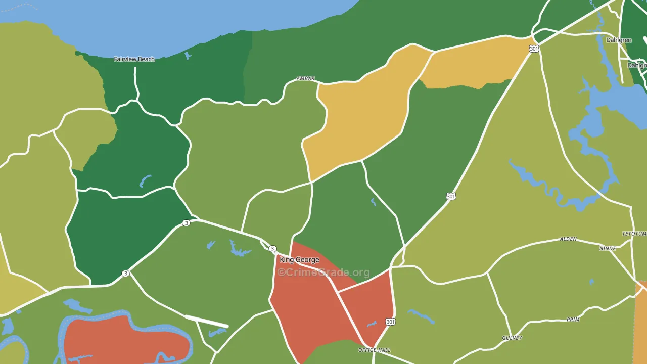 King George, VA Map of Murder Rates