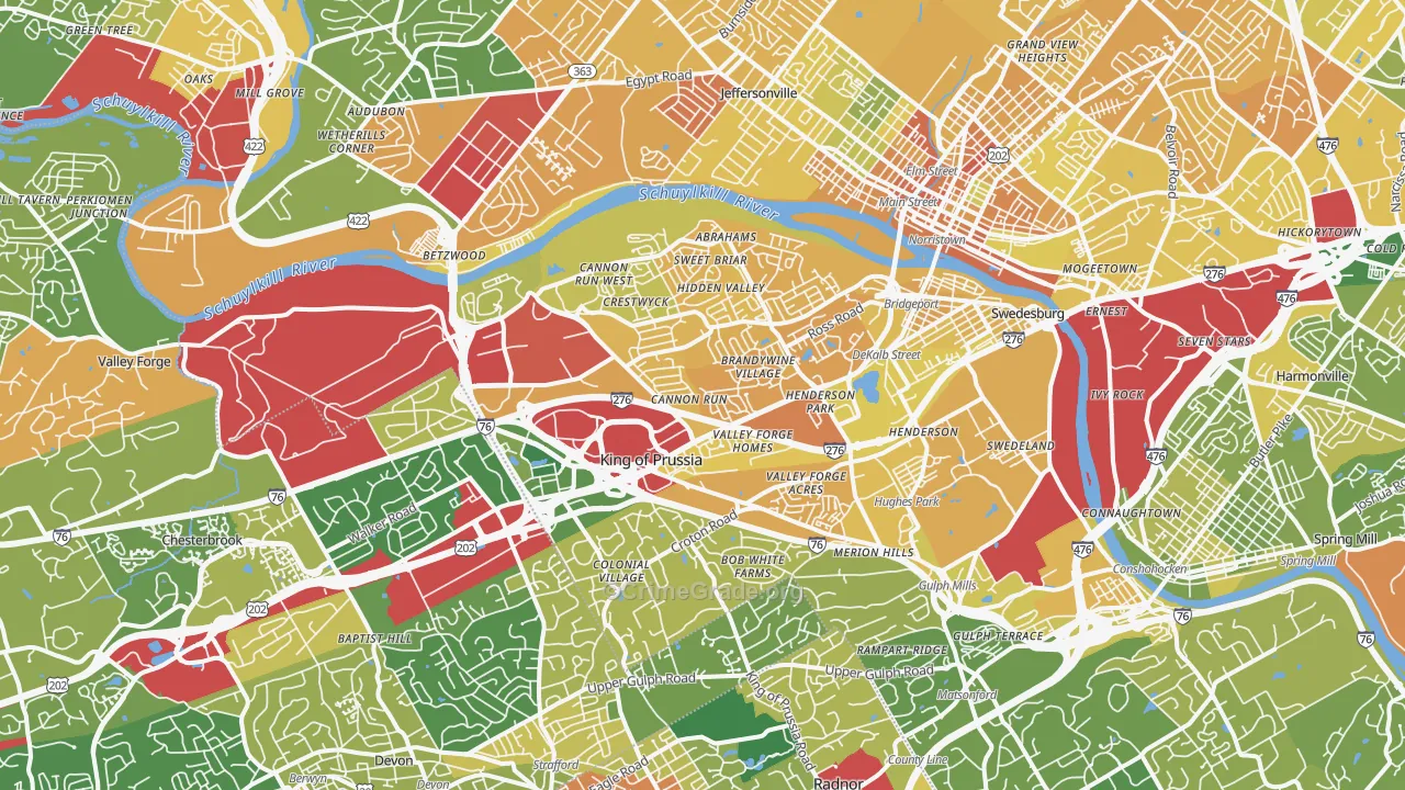 King of Prussia, PA Map of Murder Rates