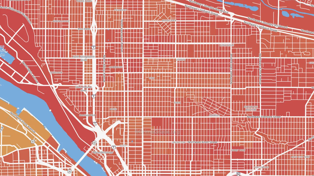 King, Portland, OR Map of Murder Rates