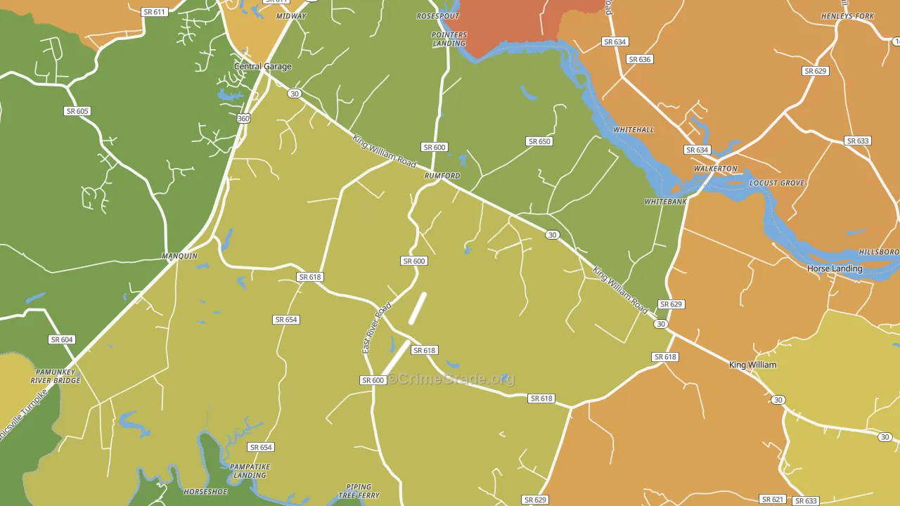 King William, VA Map of Murder Rates
