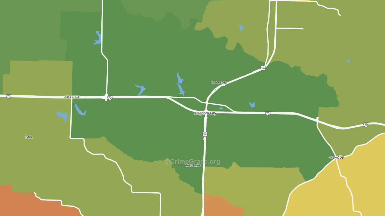 Kingdom City, MO Map of Murder Rates