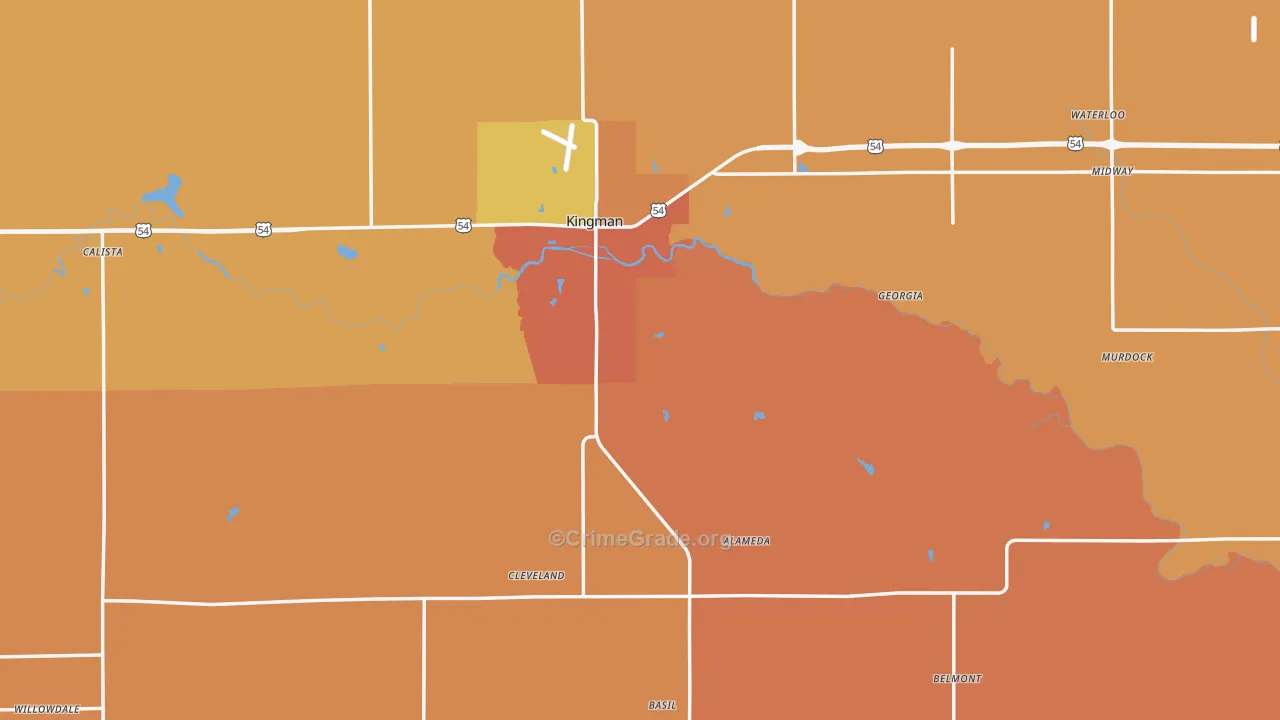 Kingman County, KS Map of Murder Rates