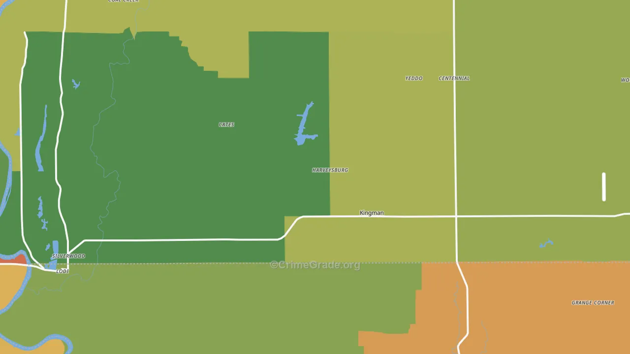 Kingman, IN Map of Murder Rates