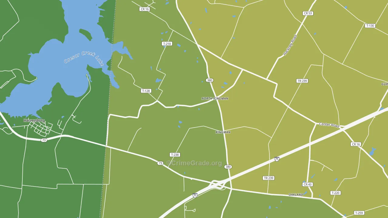 Kingman, OH Map of Murder Rates