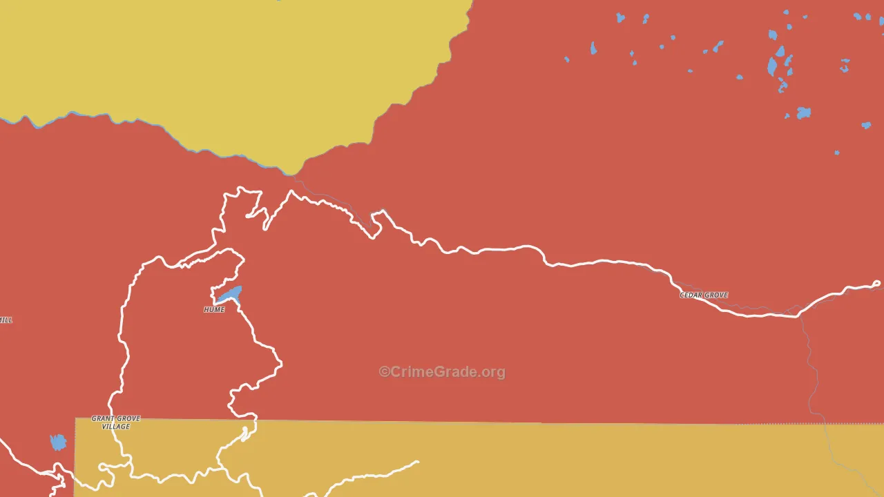 Kings Canyon National Pk, CA Map of Murder Rates