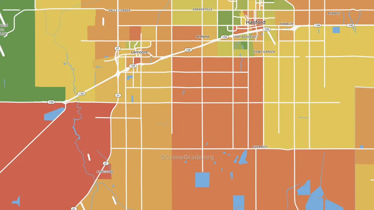 Kings County, CA Map of Murder Rates