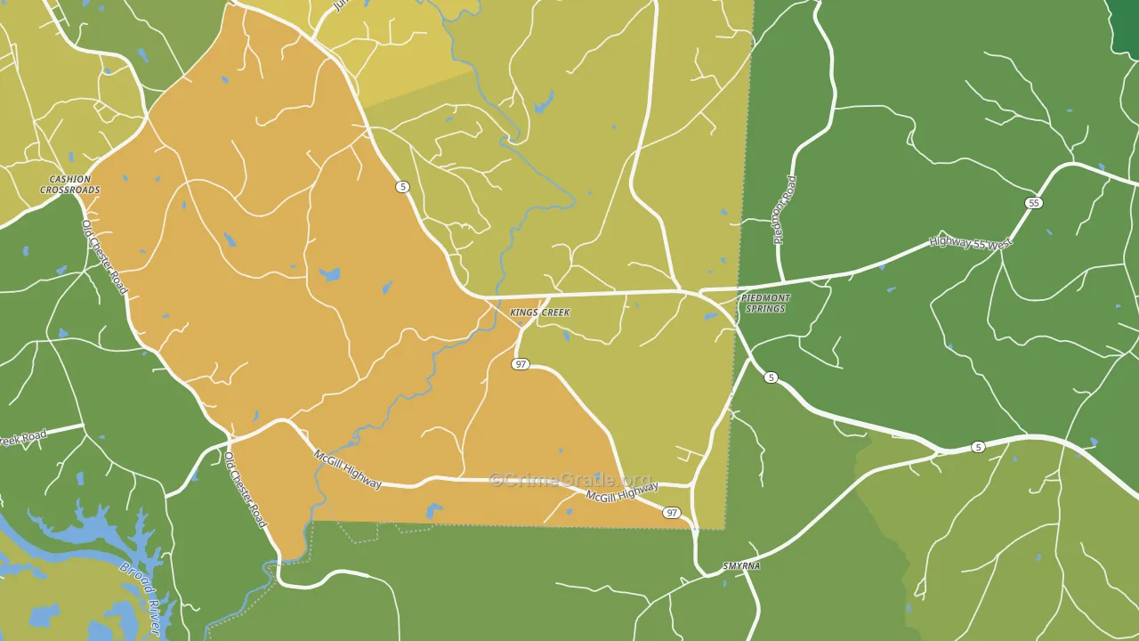 Kings Creek, SC Map of Murder Rates