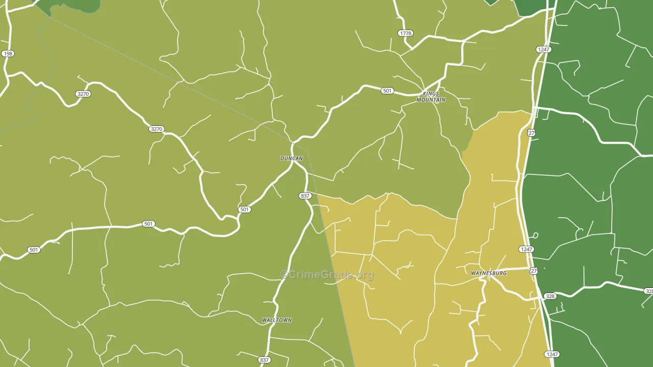 Kings Mountain, KY Map of Murder Rates