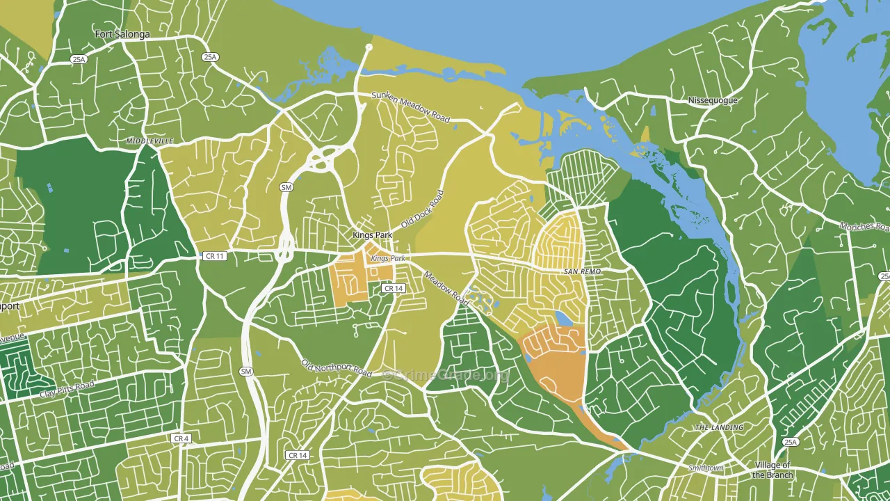 Kings Park, NY Map of Murder Rates