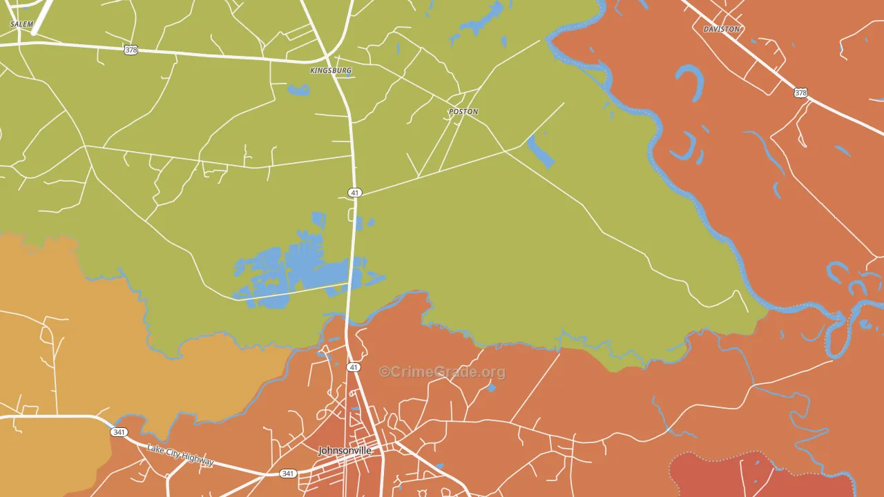 Kingsburg, SC Map of Murder Rates
