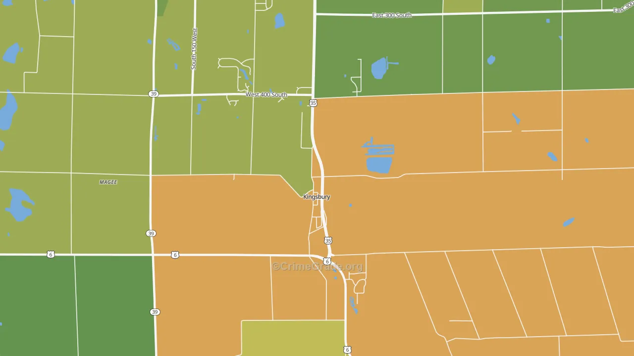 Kingsbury, IN Map of Murder Rates