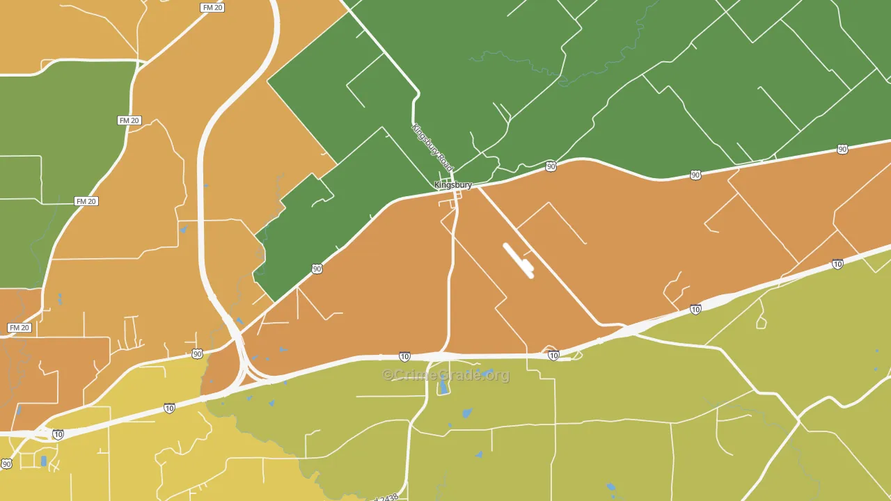 Kingsbury, TX Map of Murder Rates