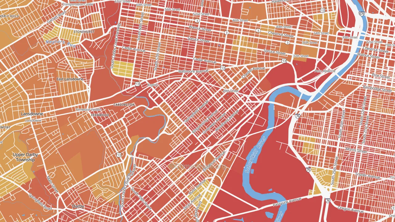 Kingsessing, Philadelphia, PA Map of Murder Rates