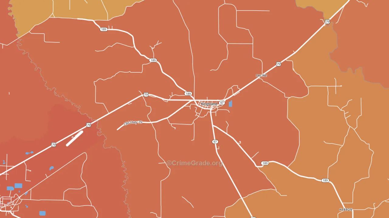 Kingsland, AR Map of Murder Rates