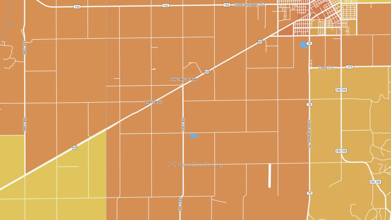Kingsmill, TX Map of Murder Rates