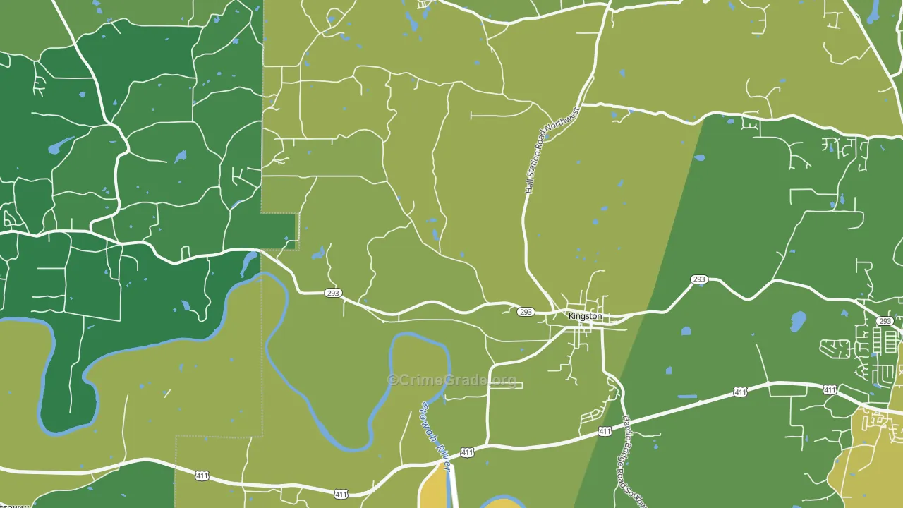 Kingston, GA Map of Murder Rates