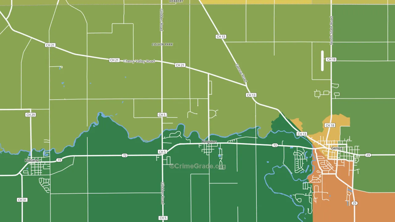 Kingston, IL Map of Murder Rates