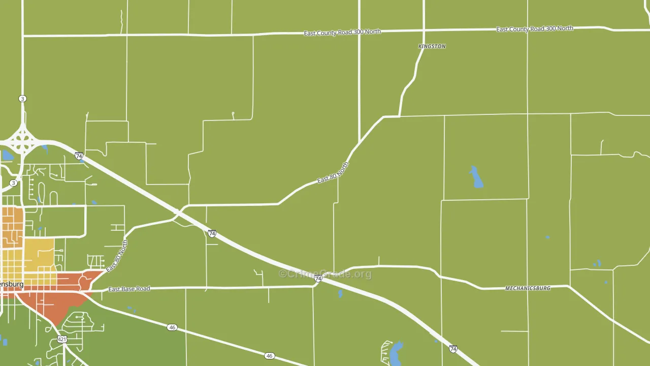 Kingston, IN Map of Murder Rates