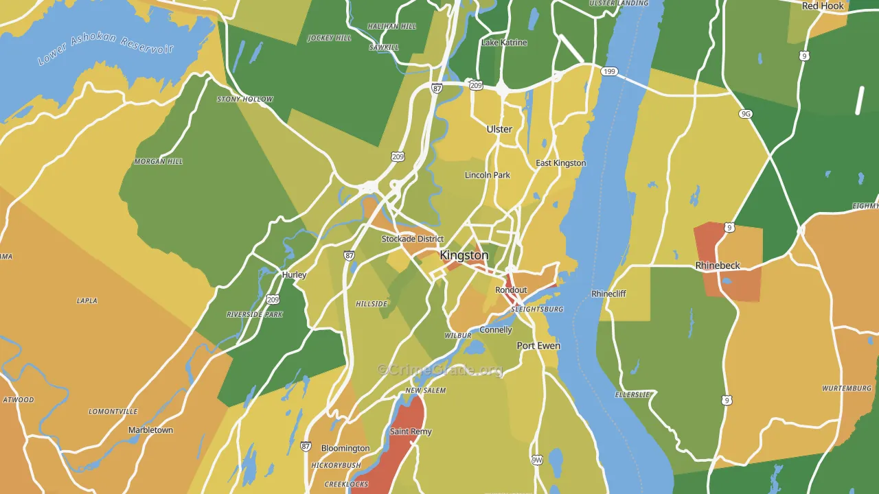 Kingston, NY Map of Murder Rates